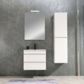 Leziter Set mobilier baie Cube 60 cu lavoar ceramic, oglinda, 2 sertare, 60x80 cm, vopsit in alb lucios
