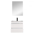 Leziter Set mobilier baie Cube 60 cu lavoar ceramic, oglinda, 2 sertare, 60x80 cm, vopsit in alb lucios