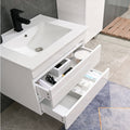 Leziter Set mobilier baie Cube 60 cu lavoar ceramic, oglinda, 2 sertare, 60x80 cm, vopsit in alb lucios