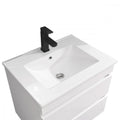 Leziter Set mobilier baie Cube 60 cu lavoar ceramic, oglinda, 2 sertare, 60x80 cm, vopsit in alb lucios