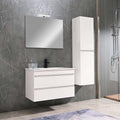 Leziter Set mobilier baie Cube 80 cu lavoar ceramic, oglinda, 2 sertare, 60x80 cm, vopsit in alb lucios