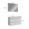 Leziter Set mobilier baie Cube 80 cu lavoar ceramic, oglinda, 2 sertare, 60x80 cm, vopsit in alb lucios