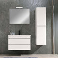 Leziter Set mobilier baie Cube 80 cu lavoar ceramic, oglinda, 2 sertare, 60x80 cm, vopsit in alb lucios
