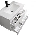 Leziter Set mobilier baie Cube 80 cu lavoar ceramic, oglinda, 2 sertare, 60x80 cm, vopsit in alb lucios