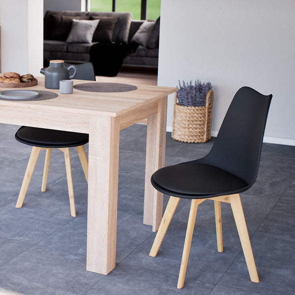 Leziter Scaun de dining Silla 2 piese în negru