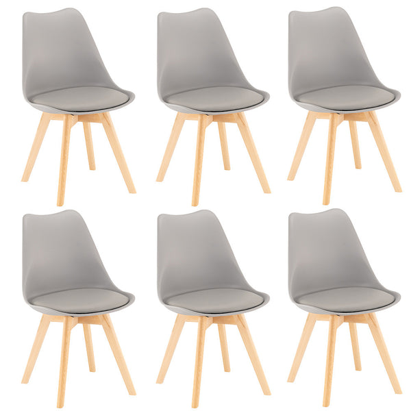 Leziter Scaun de dining Silla 6 buc în gri