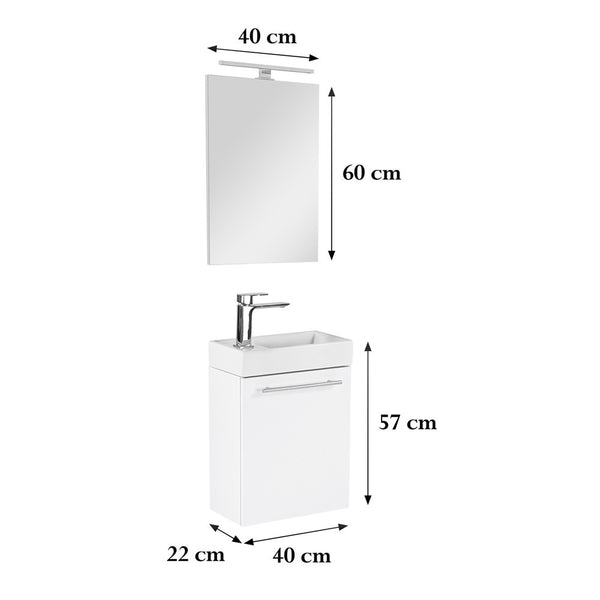 Leziter Set mobilier baie Fantastic Melanie cu oglinda, alb