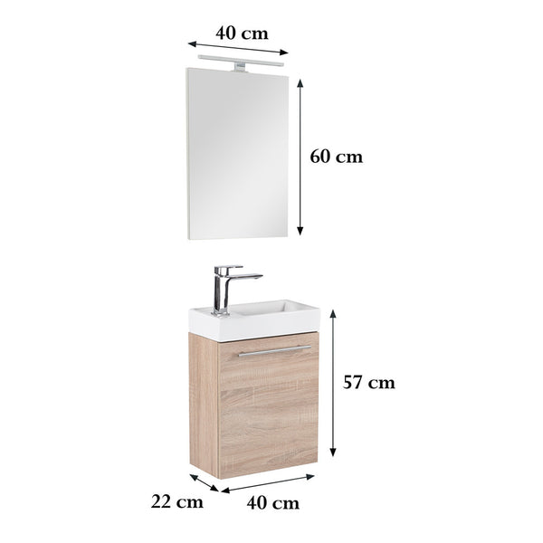 Leziter Set mobilier baie Fantastic Melanie cu oglinda, stejar sonoma