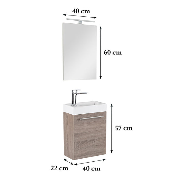Leziter Set mobilier baie Fantastic Melanie cu oglinda, stejar York