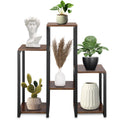 Suport pentru flori, 79x69x24 cm, negru/maro inchis – 6 rafturi, cadru metalic, design modern