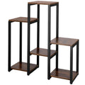 Suport pentru flori, 79x69x24 cm, negru/maro inchis – 6 rafturi, cadru metalic, design modern