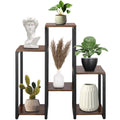 Suport pentru flori, 79x69x24 cm, negru/maro inchis – 6 rafturi, cadru metalic, design modern