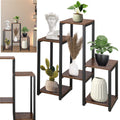 Suport pentru flori, 79x69x24 cm, negru/maro inchis – 6 rafturi, cadru metalic, design modern