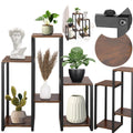 Suport pentru flori, 79x69x24 cm, negru/maro inchis – 6 rafturi, cadru metalic, design modern
