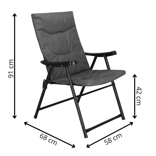 Scaun pliabil pentru terasa sau camping, sezut si spatar cu burete, maxim 120kg, gri