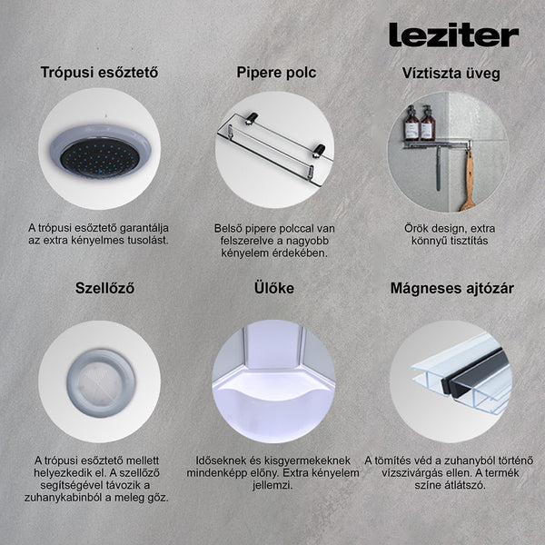 Leziter Cabină de duș Cora cu tavă adâncă și instalare pe partea stângă