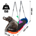 Leagan tip hamac 167x75 cm, cu rama metalica si steaguri colorate, prindere dubla, multicolor