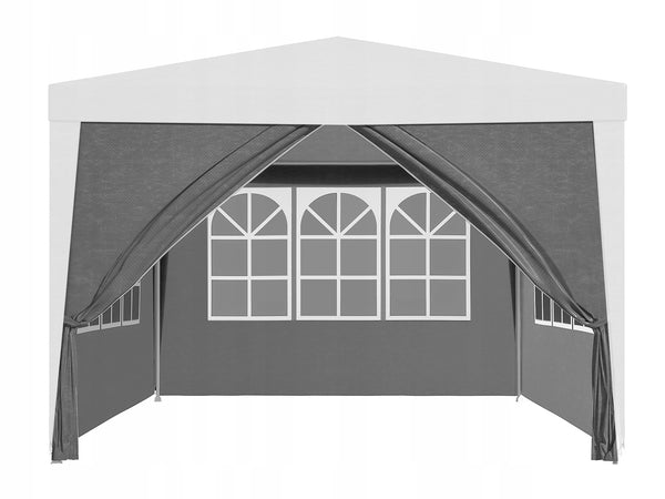 Pereti laterali pavilion 295x195 cm, set 4 bucati, cu ferestre si usa, PE impermeabil, gri