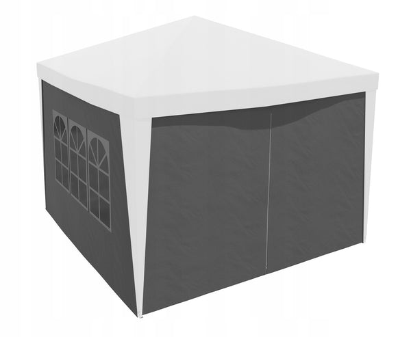 Pereti laterali pavilion 295x195 cm, set 4 bucati, cu ferestre si usa, PE impermeabil, gri