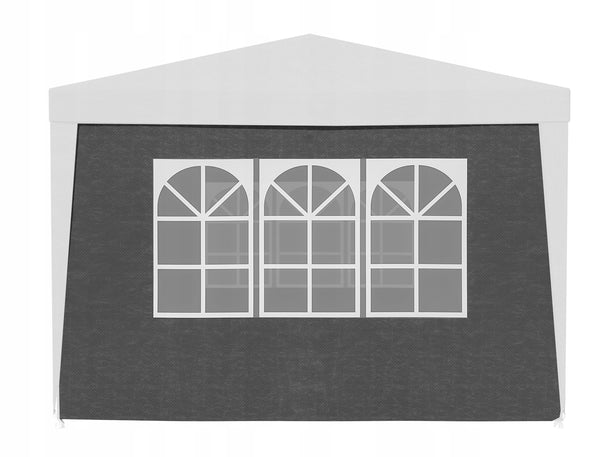 Pereti laterali pavilion 295x195 cm, set 4 bucati, cu ferestre si usa, PE impermeabil, gri