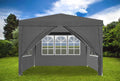 Pereti laterali pavilion 295x195 cm, set 4 bucati, cu ferestre si usa, PE impermeabil, gri