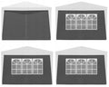 Pereti laterali pavilion 295x195 cm, set 4 bucati, cu ferestre si usa, PE impermeabil, gri
