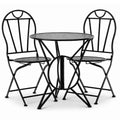 Set mobilier gradina metalic Susan, masa 60x60 cm si 2 scaune 50x40x94 cm, stil vintage, negru mat