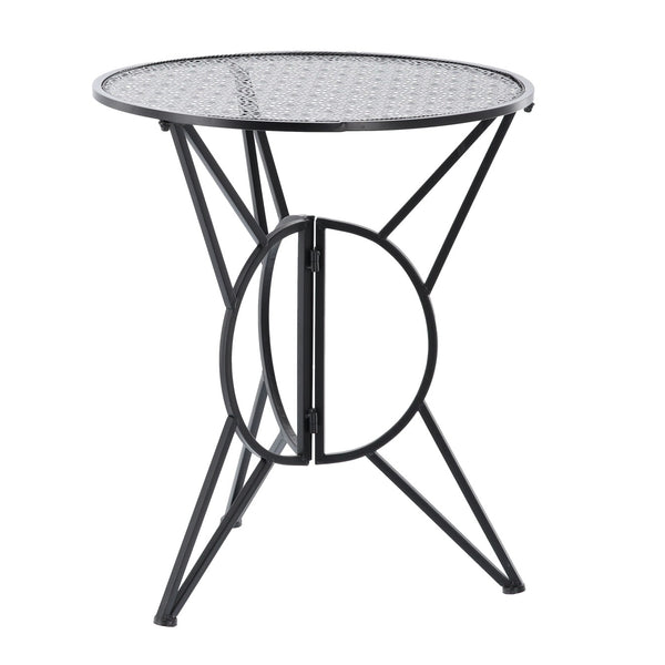 Set mobilier gradina metalic Susan, masa 60x60 cm si 2 scaune 50x40x94 cm, stil vintage, negru mat