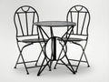 Set mobilier gradina metalic Susan, masa 60x60 cm si 2 scaune 50x40x94 cm, stil vintage, negru mat