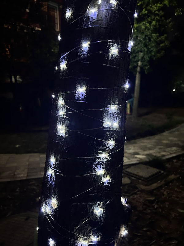 Ghirlanda luminoasa liniara, 100 LED-uri, 990cm, incarcare solara, alb rece