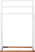 Suport prosoape 5Five Lysandre cu 3 rafturi, 55x24x82 cm, bambus alb