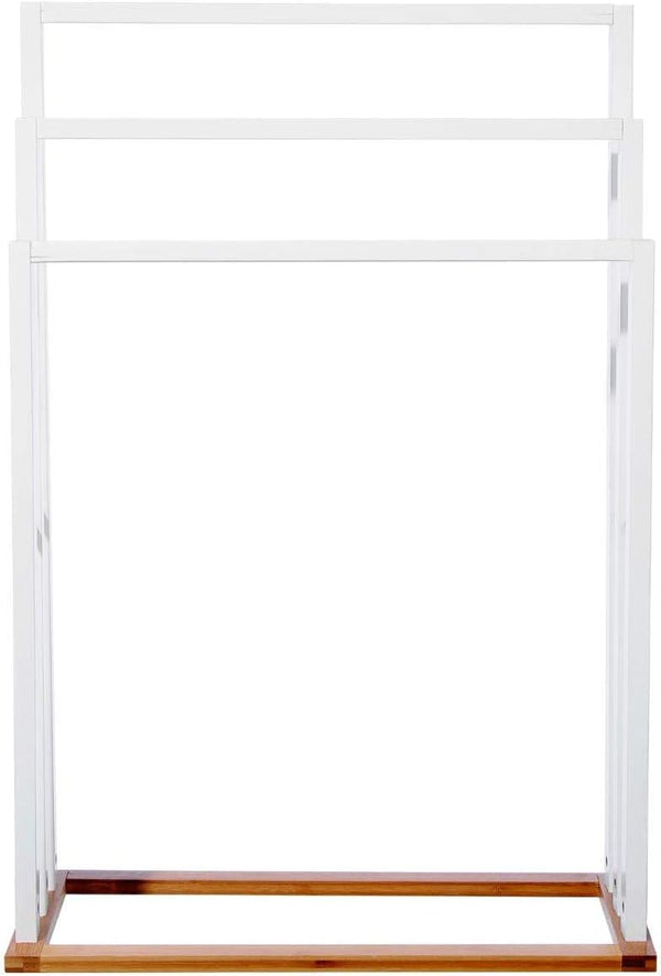 Suport prosoape 5Five Lysandre cu 3 rafturi, 55x24x82 cm, bambus alb
