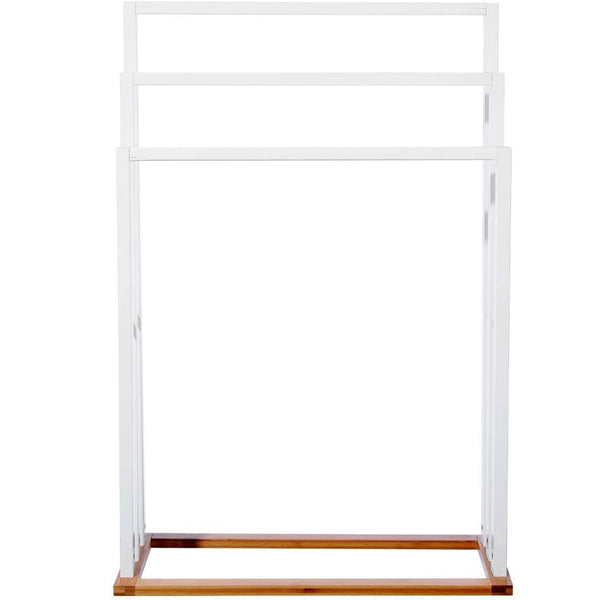 Suport prosoape 5Five Lysandre cu 3 rafturi, 55x24x82 cm, bambus alb
