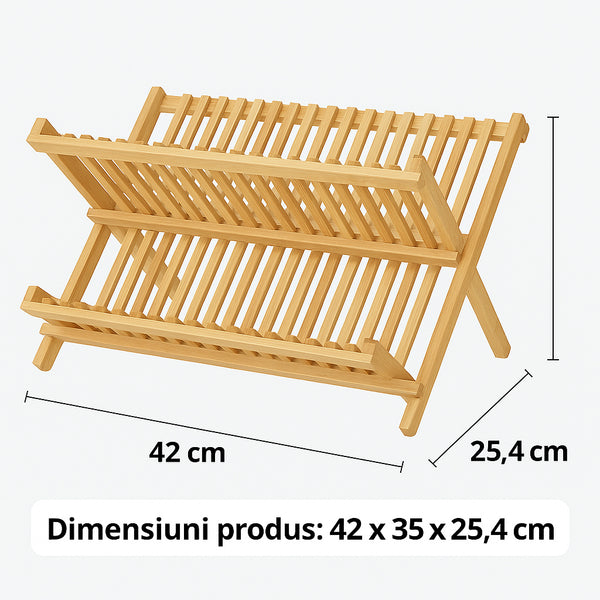 Suport vase pliabil 5Five Bambou, 42x35x25 cm, 2 niveluri, bambus natural, bej
