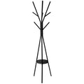 Cuier metalic 5Five cu 9 carlige, 45x40x180 cm, otel si MDF, negru