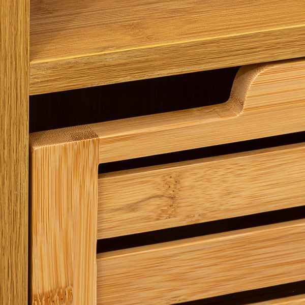Dulap baza 5Five Sicela cu rafturi, bambus si MDF, 33x28x80 cm, natur