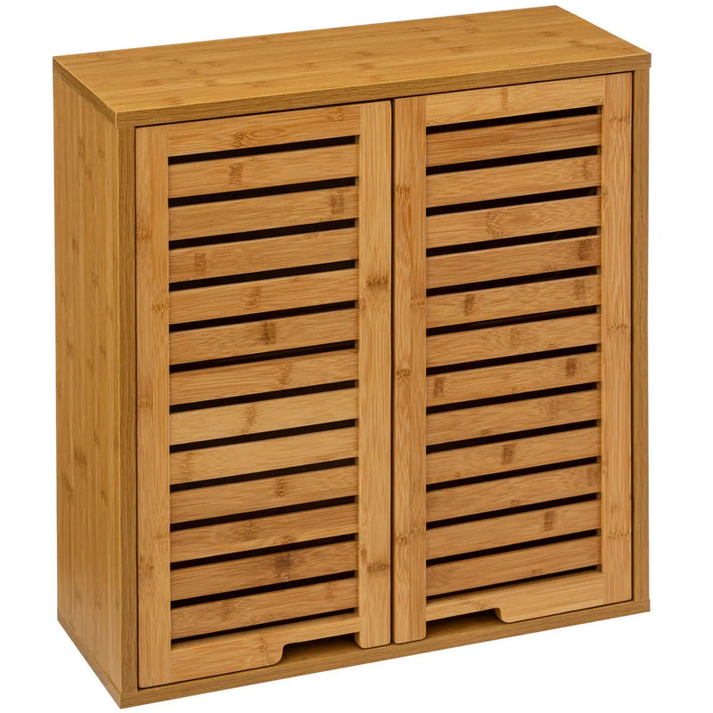 Dulap suspendat 5Five Sicela cu usa si rafturi, bambus si MDF, 52x20x59 cm, natur