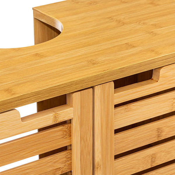 Dulap baie 5Five Sicela pentru lavoar, cu usi si rafturi, bambus si MDF, 60x28x80 cm, natur
