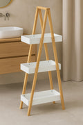 Etajera cu 3 rafturi 5Five Natureo, MDF si bambus, 30x18x82 cm, alb