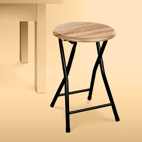 Taburet pliabil 5Five cu sezut MDF si cadru metalic, 30x46 cm, bej