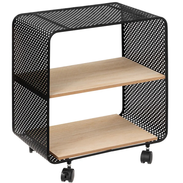 Etajera 5Five cu 2 compartimente, MDF si metal, 43x28x52 cm, negru