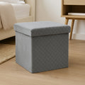 Taburet pliabil 5Five patrat cu spatiu de depozitare, MDF, 31x31x31 cm, gri