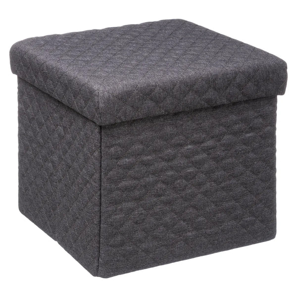Taburet pliabil 5Five patrat cu spatiu de depozitare, MDF, 31x31x31 cm, gri inchis