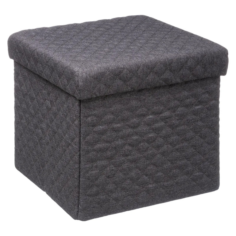 Taburet pliabil 5Five patrat cu spatiu de depozitare, MDF, 31x31x31 cm, gri inchis