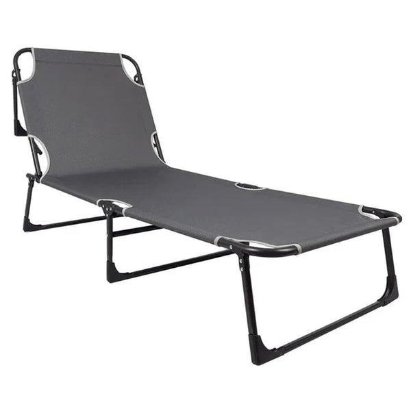Sezlong 5Five Beach Chair, cadru metalic, pliere compacta, 173x56x27 cm, gri