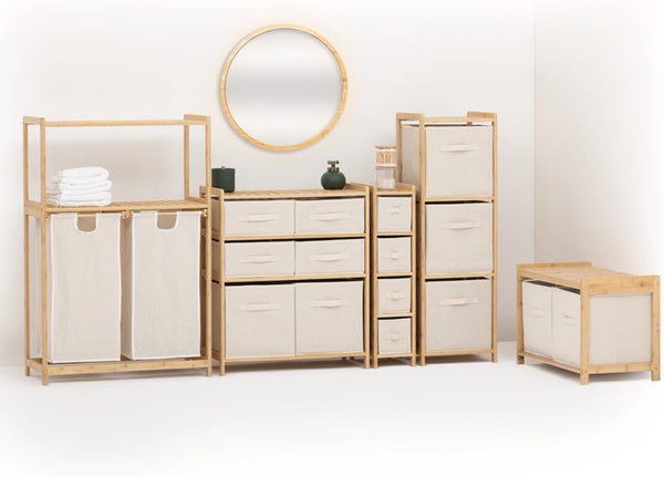 Etajera dubla 5Five Tidy Box, 6 compartimente, 66x33x78 cm, natur