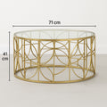 Masa cafea Atmosphera Artifice rotunda, sticla si metal, 71x41 cm, auriu