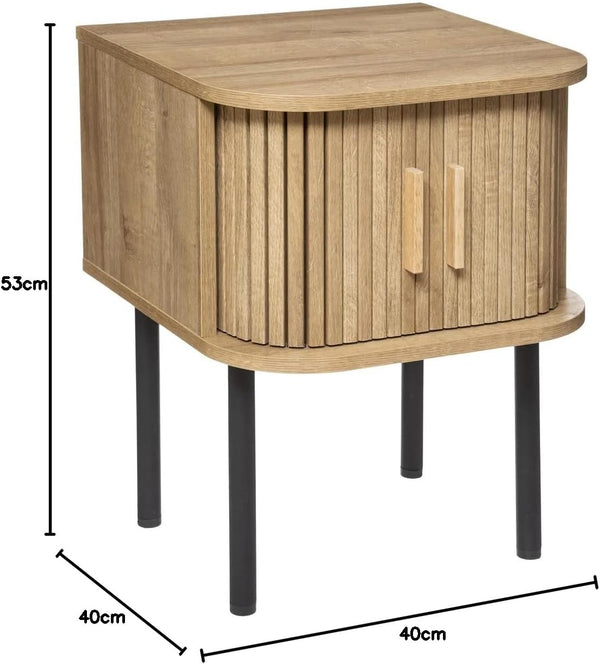 Noptiera Atmosphera Colva cu 2 usi, MDF si picioare metalice, 40x40x53 cm, bej