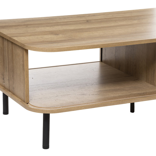 Masuta de cafea Atmosphera Colva cu 2 usi glisante, MDF si otel, 120x60x41 cm, bej