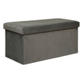 Taburet pliabil Atmosphera Lilou cu spatiu depozitare 80L, 76x38x38 cm, gri